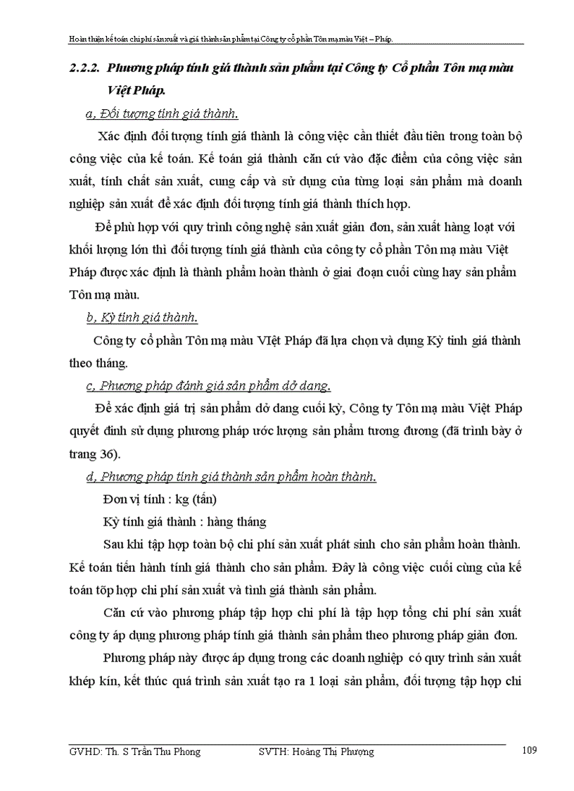 image for page Hoàn thiện kế toán chi phí sản xuất và tính giá thành sản phẩm tại Công ty cổ phần Tôn mạ màu Việt Pháp