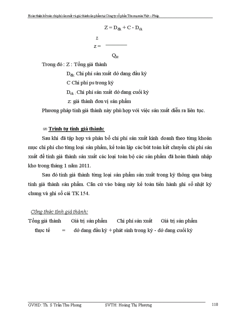 image for page Hoàn thiện kế toán chi phí sản xuất và tính giá thành sản phẩm tại Công ty cổ phần Tôn mạ màu Việt Pháp
