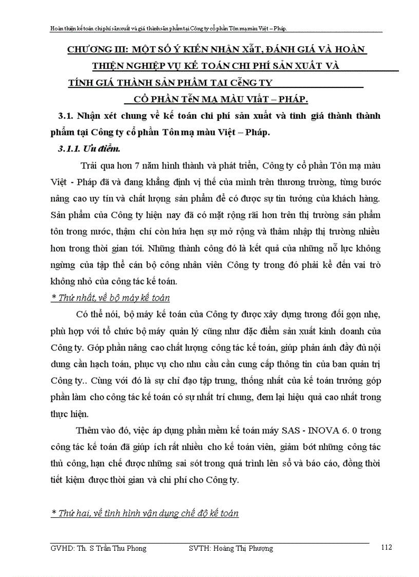 image for page Hoàn thiện kế toán chi phí sản xuất và tính giá thành sản phẩm tại Công ty cổ phần Tôn mạ màu Việt Pháp