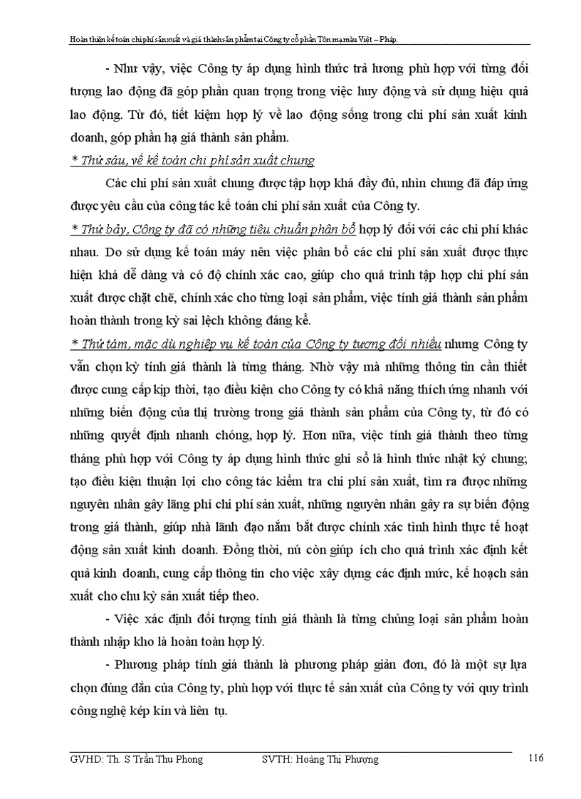 image for page Hoàn thiện kế toán chi phí sản xuất và tính giá thành sản phẩm tại Công ty cổ phần Tôn mạ màu Việt Pháp