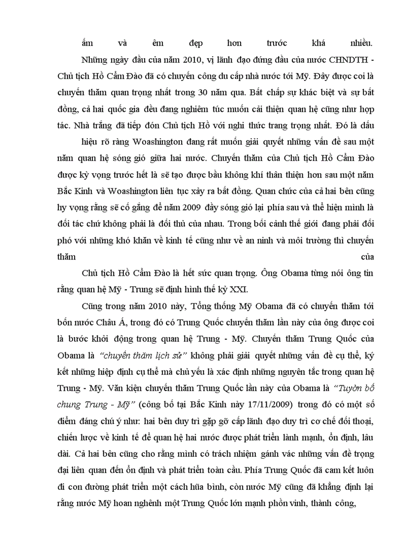 image for page Những nhân tố tác động đến quan hệ Mỹ - Trung từ năm 2001 đến năm 2010.