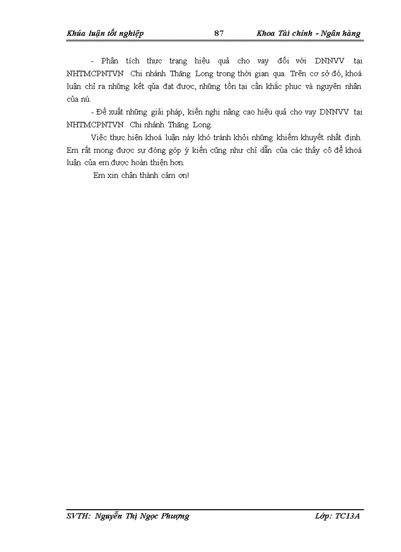 image for page Giải pháp nâng cao hiệu quả cho vay đối với doanh nghiệp nhỏ và vừa tại Ngân hàng TMCP Ngoại thương Việt Nam - Chi nhánh Thăng Long