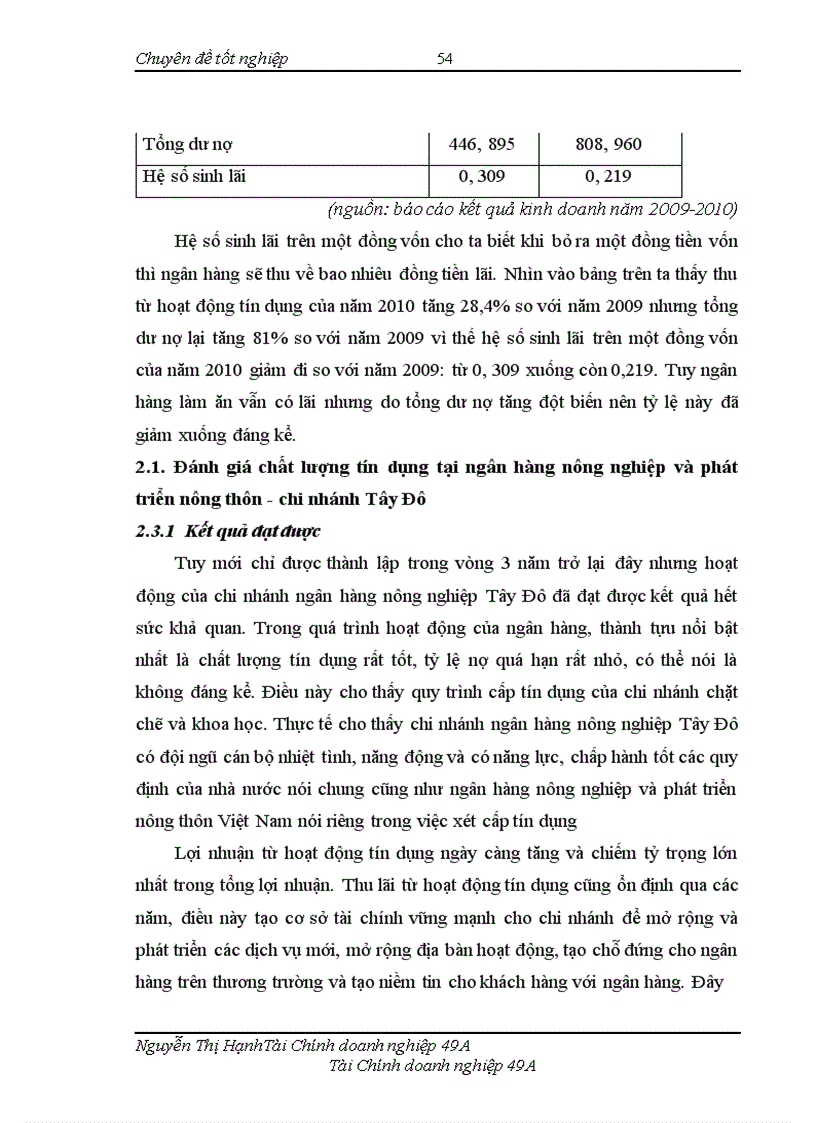 image for page Một số giải pháp nâng cao chất lượng tín dụng tại ngân hàng nông nghiệp và phát triển nông thôn - chi nhánh Tây Đô