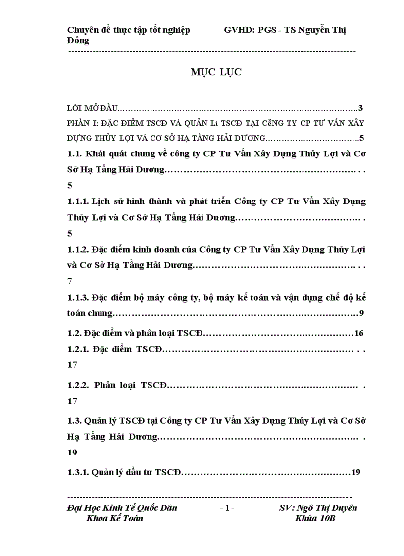 Hoàn thiện hạch toán TSCĐ tại Công ty CP Tư Vấn Xây Dựng Thủy Lợi và Cơ Sở Hạ Tầng Hải Dương