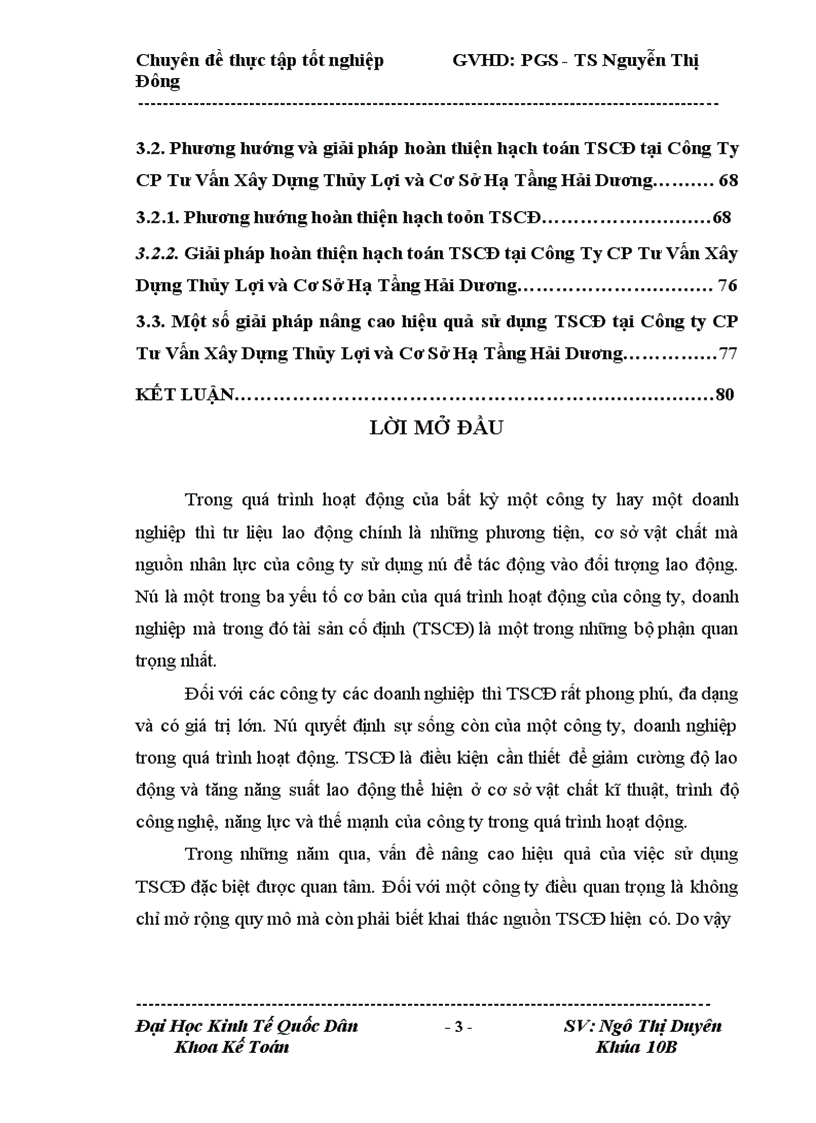 Hoàn thiện hạch toán TSCĐ tại Công ty CP Tư Vấn Xây Dựng Thủy Lợi và Cơ Sở Hạ Tầng Hải Dương