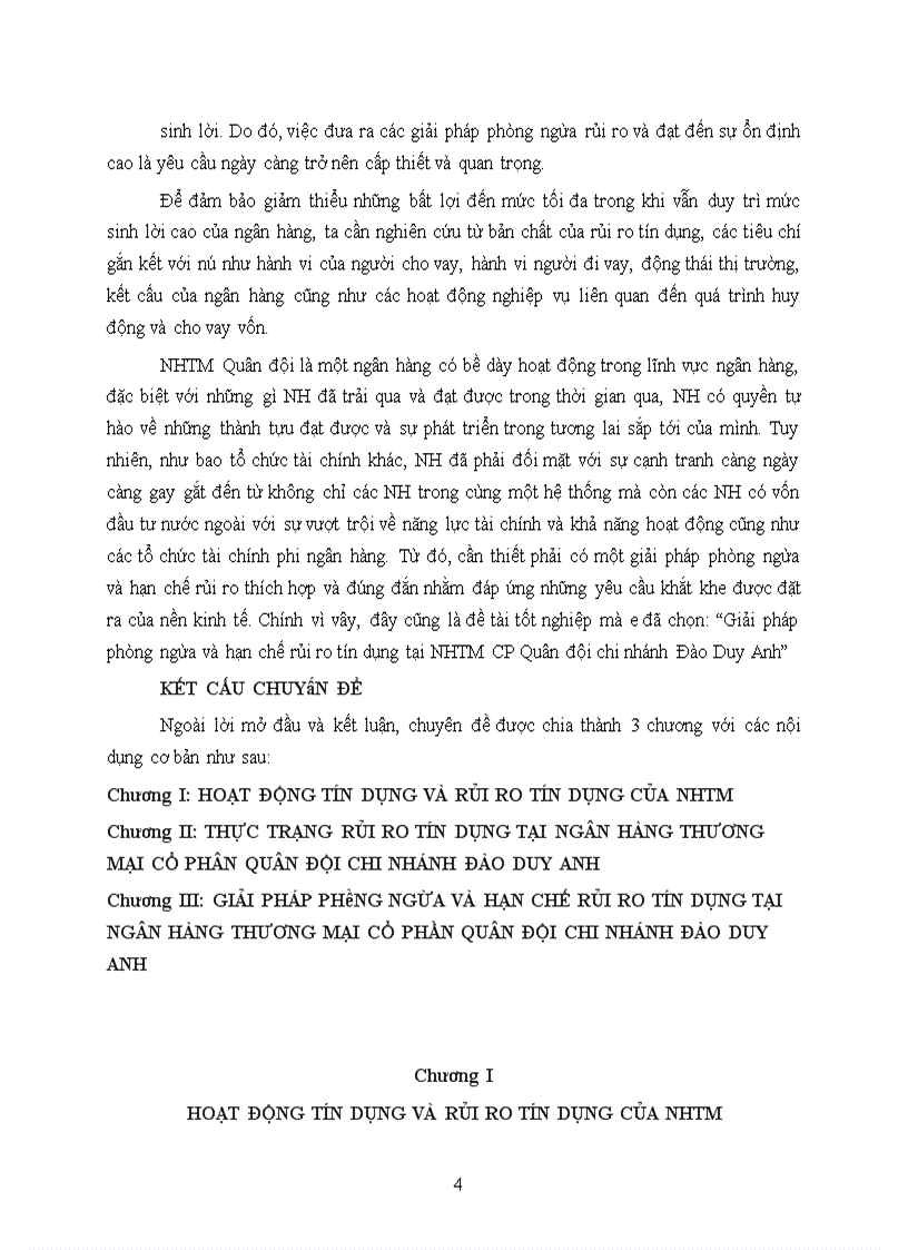 image for page Giải pháp phòng ngừa và hạn chế rủi ro tín dụng tại NHTM CP Quân đội chi nhánh Đào Duy Anh
