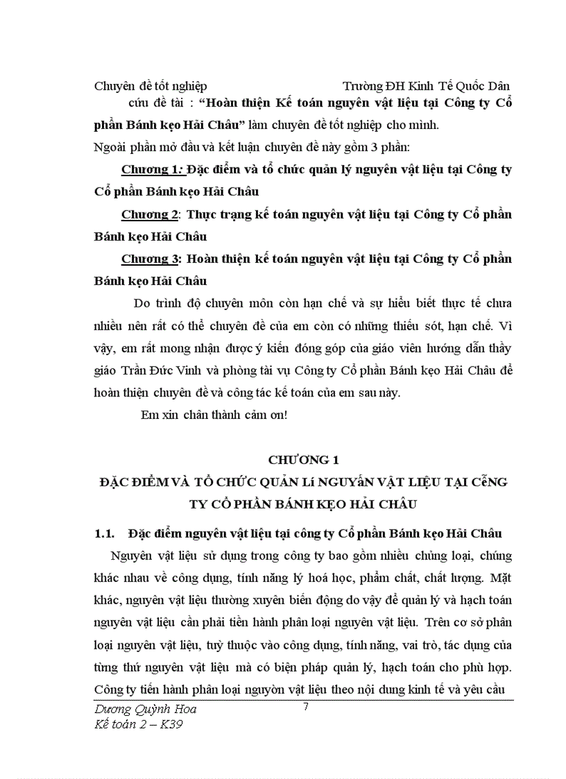 image for page Hoàn thiện Kế toán nguyên vật liệu tại Công ty Cổ phần Bánh kẹo Hải Châu