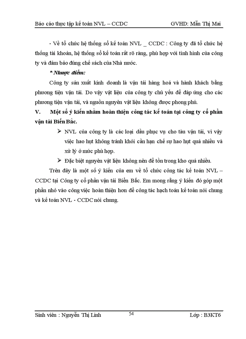 image for page Kế toán nguyên vật liệu - công cụ dụng cụ tại công ty cổ phần Vận tải Biển Bắc