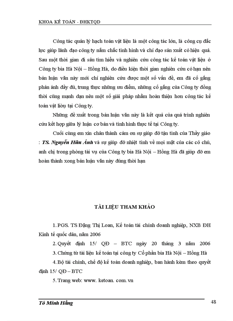 image for page Hoàn thiện kế toán nguyên vật liệu ở công ty cổ phần bia hà nội – hồng hà