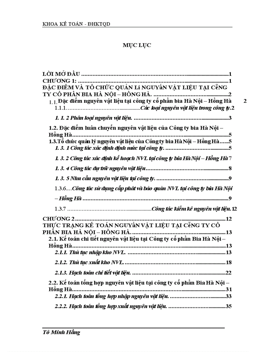 image for page Hoàn thiện kế toán nguyên vật liệu ở công ty cổ phần bia hà nội – hồng hà