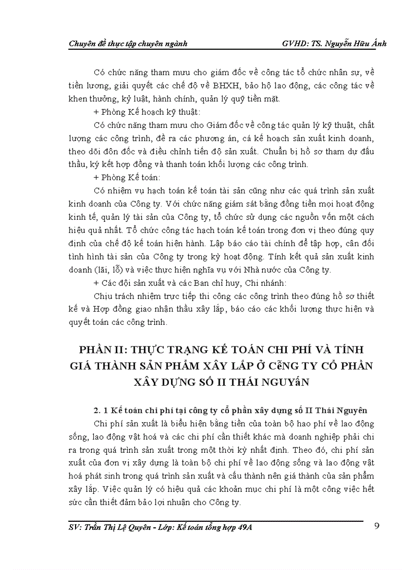 image for page Hoàn thiện công tác kế toán chi phí sản xuất và giá thành sản phẩm xây lắp ở công ty cổ phần xây dựng số II Thái Nguyên
