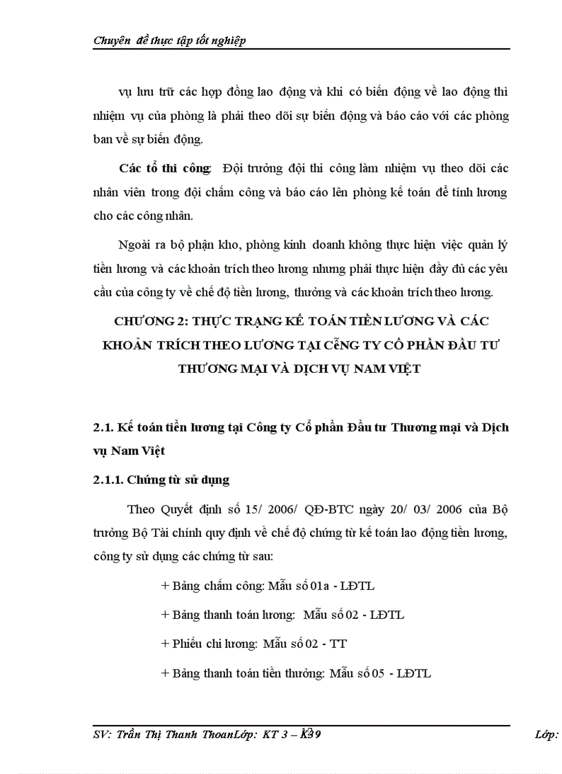 image for page Hoàn thiện kế toán tiền lương và các khoản trích theo lương tại công ty cổ phần đầu tư thương mại và dịch vụ Nam Việt