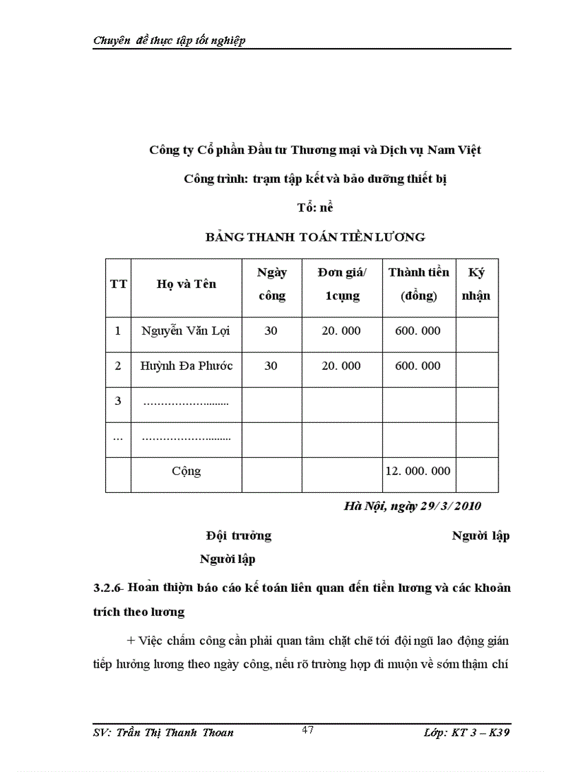 image for page Hoàn thiện kế toán tiền lương và các khoản trích theo lương tại công ty cổ phần đầu tư thương mại và dịch vụ Nam Việt