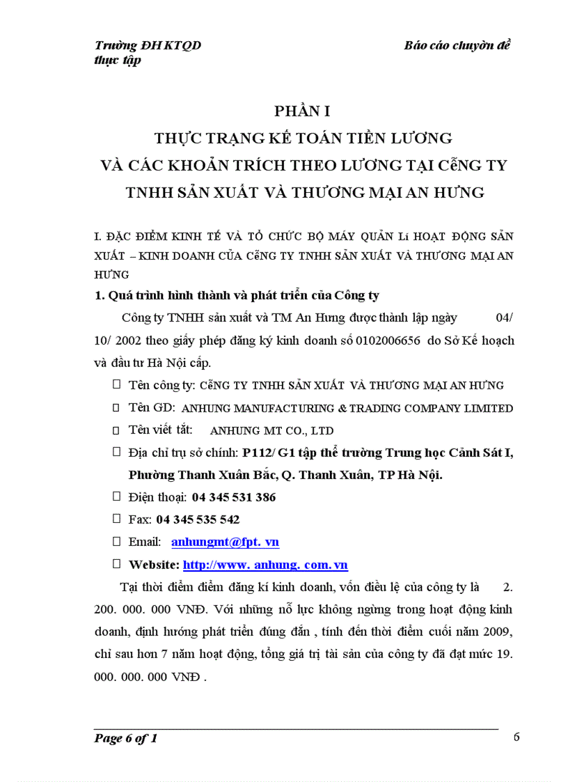 image for page Kế toán tiền lương và các khoản trích theo lương tại Công ty TNHH sản xuất và thương mại An Hưng
