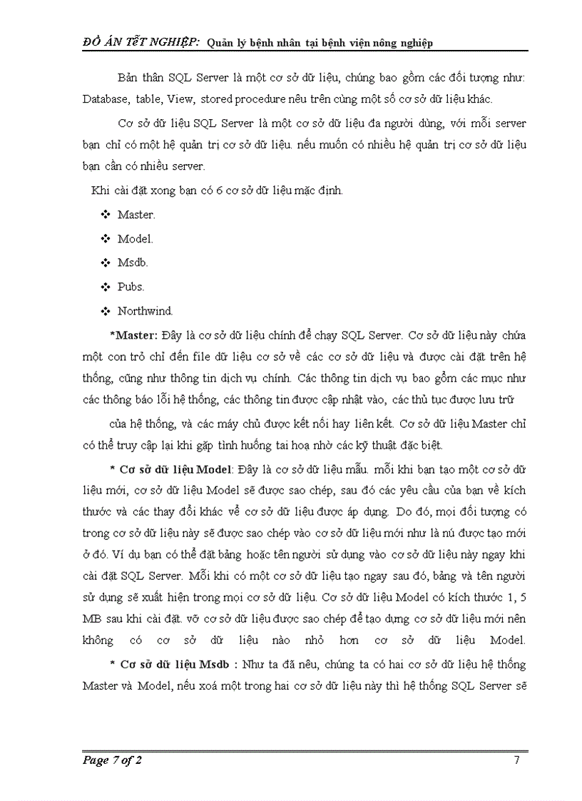 image for page Phân tích và thiết kế hệ thống thông tin quản lý bệnh nhân tại bệnh viện Nông nghiệp