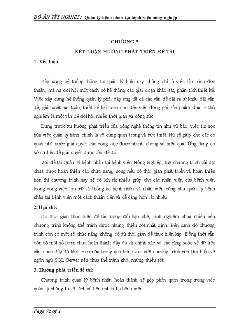 image for page Phân tích và thiết kế hệ thống thông tin quản lý bệnh nhân tại bệnh viện Nông nghiệp