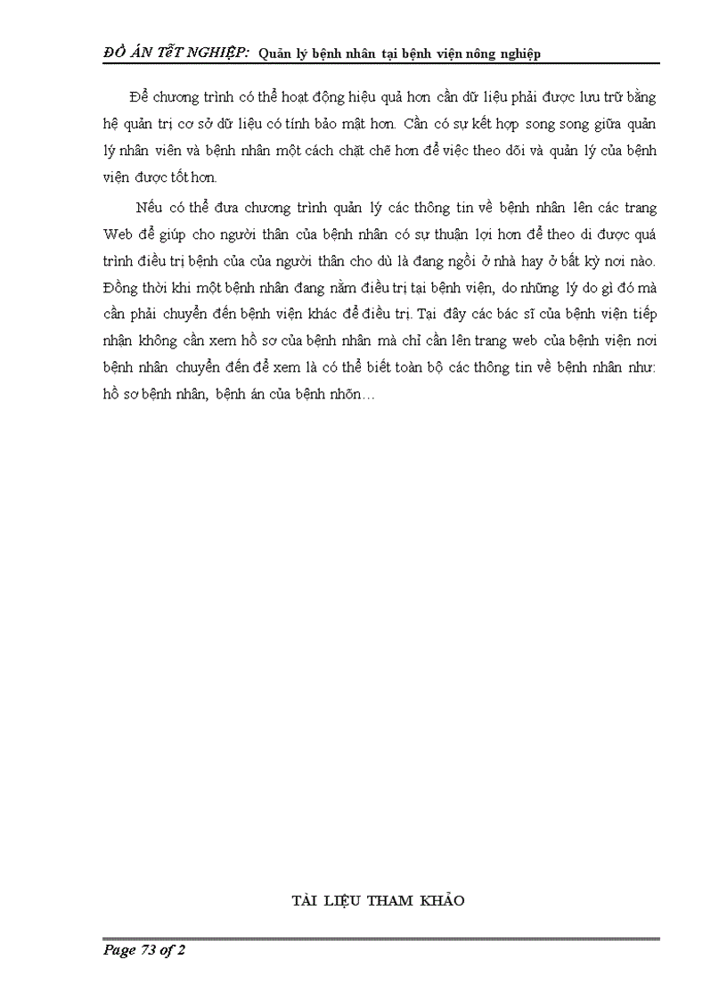 image for page Phân tích và thiết kế hệ thống thông tin quản lý bệnh nhân tại bệnh viện Nông nghiệp