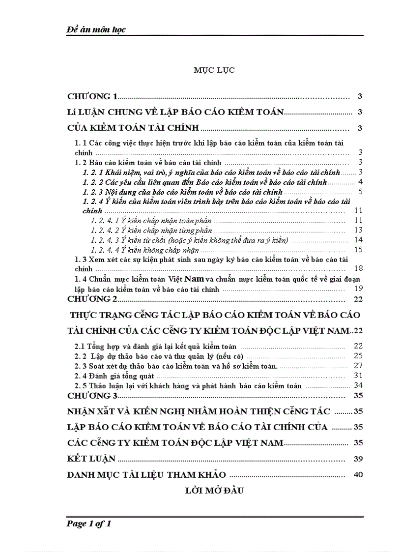 Công tác lập báo cáo kiểm toán về báo cáo tài chính của các công ty kiểm toán độc lập việt nam