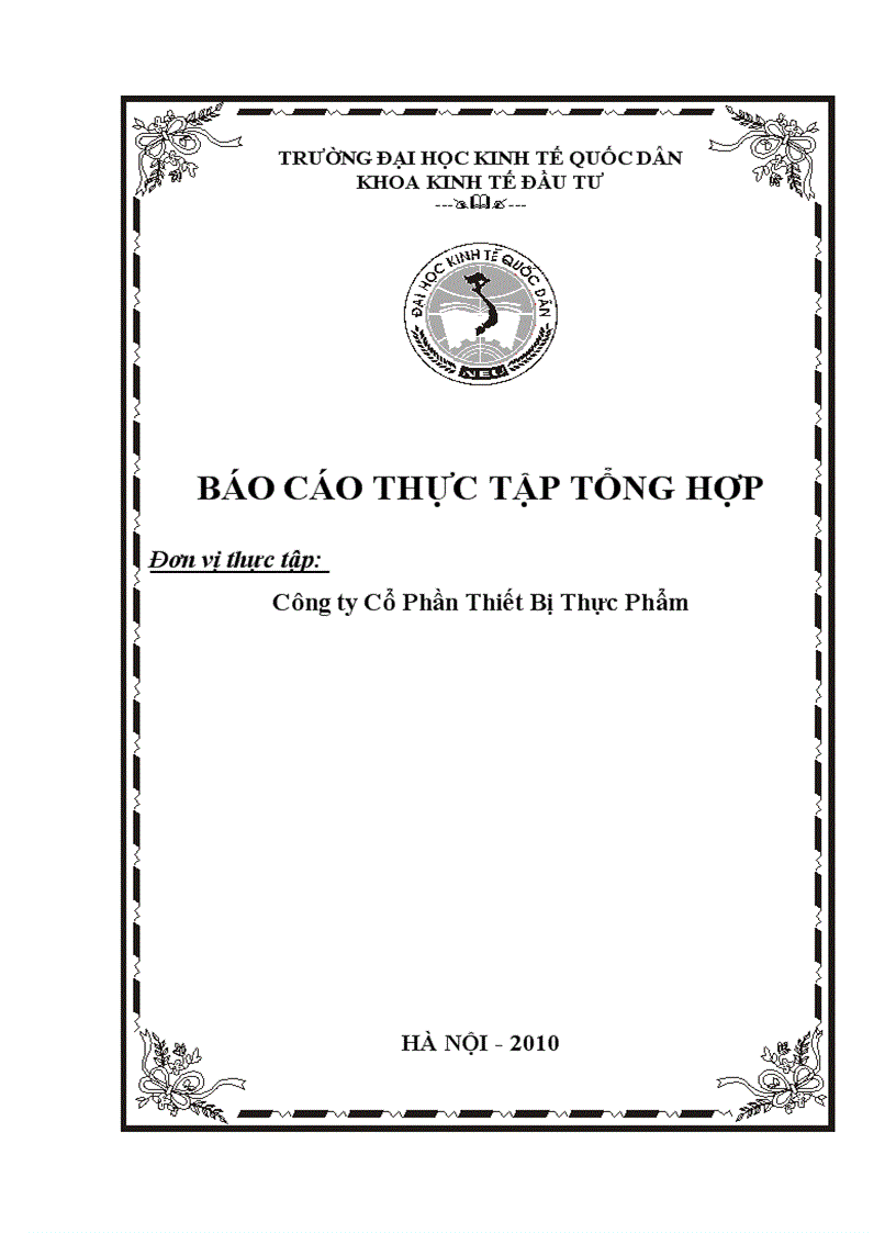 image for page Báo cáo thực tập tổng hợp của Công ty Cổ Phần và Thiết Bị Thực Phẩm.