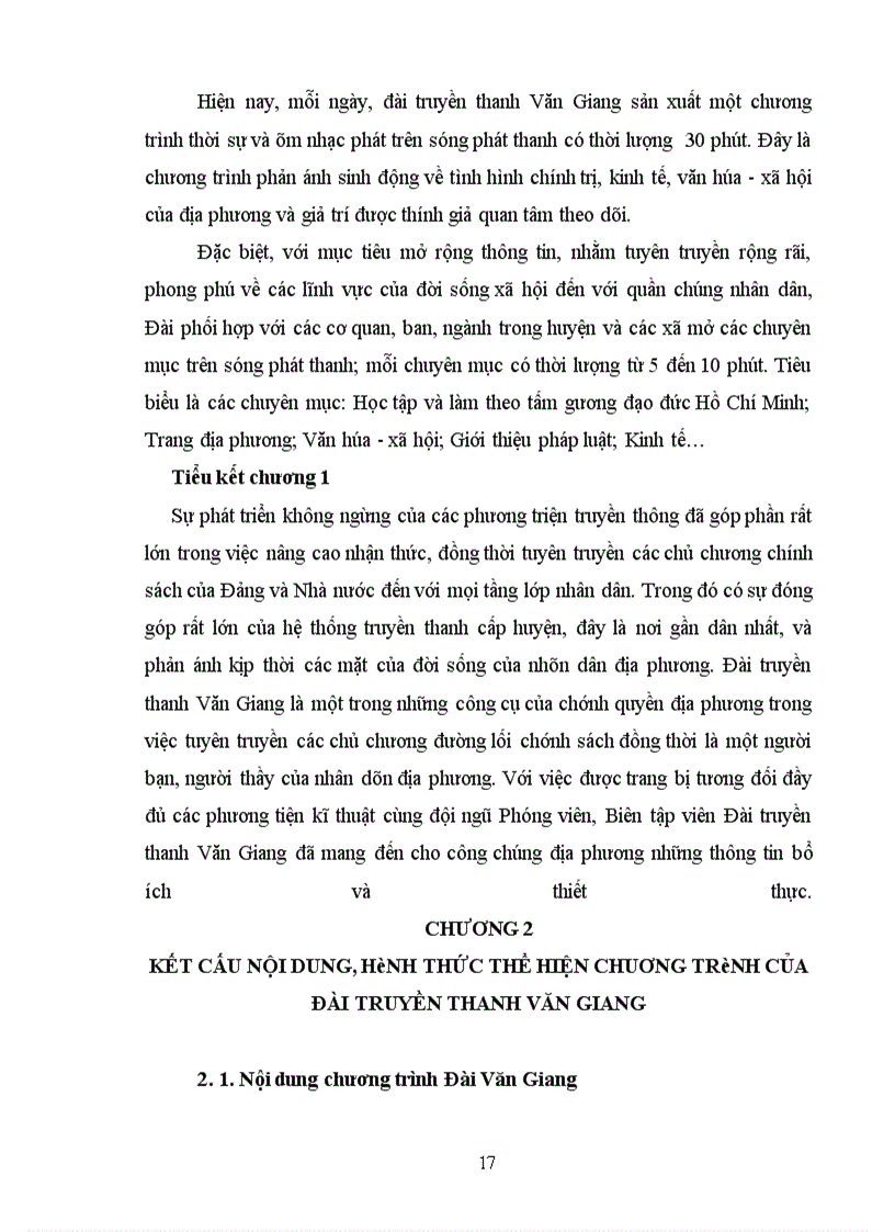 image for page Xây dựng kết cấu chương trình phát thanh cảu Đài truyền thanh Văn Giang