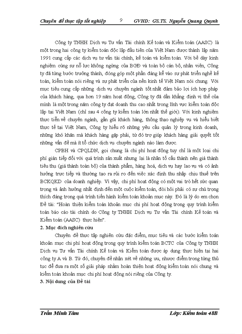 image for page Hoàn thiện kiểm toán khoản mục chi phí hoạt động trong kiểm toán báo cáo tài chính do công ty tnhh dịch vụ tư vấn tài chính kế toán và kiểm toán (aasc) thực hiện
