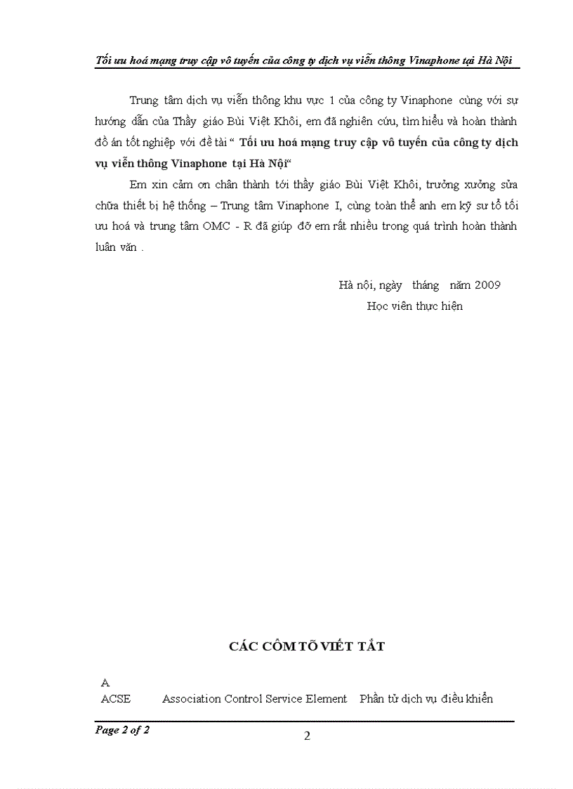 image for page Tối ưu hoá mạng truy cập vô tuyến của công ty dịch vụ viễn thông Vinaphone tại Hà Nội