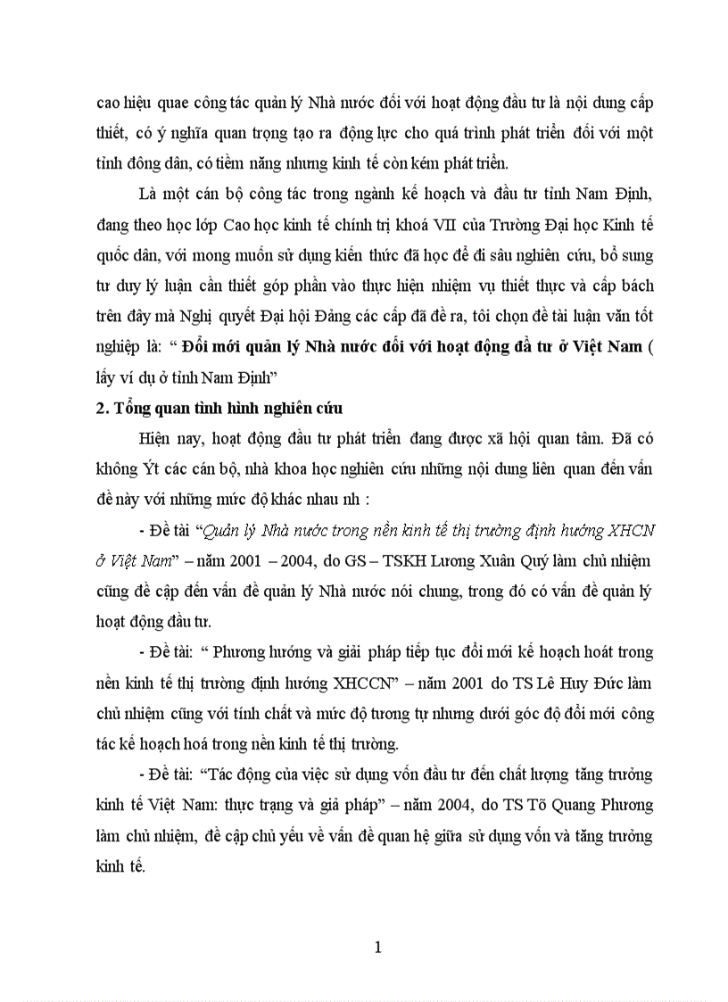 image for page Đổi mới quản lý Nhà nước đối với hoạt động đầ tư ở Việt Nam ( lấy ví dụ ở tỉnh Nam Định