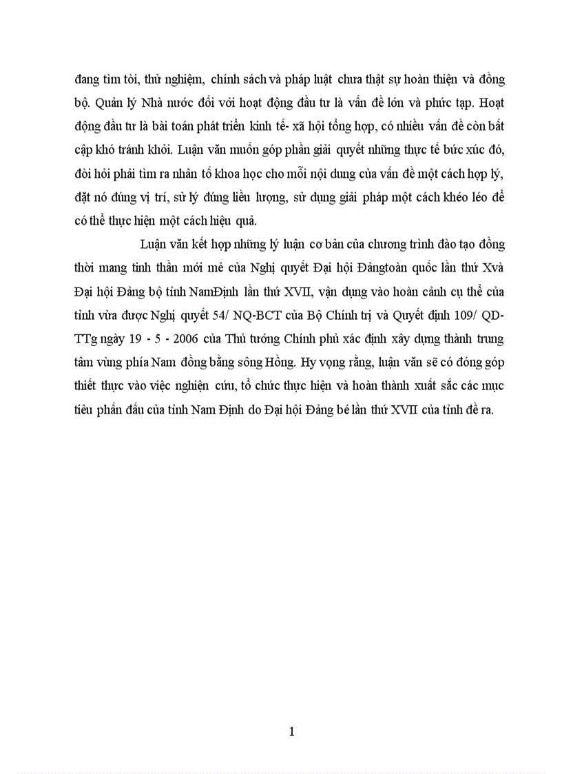 image for page Đổi mới quản lý Nhà nước đối với hoạt động đầ tư ở Việt Nam ( lấy ví dụ ở tỉnh Nam Định