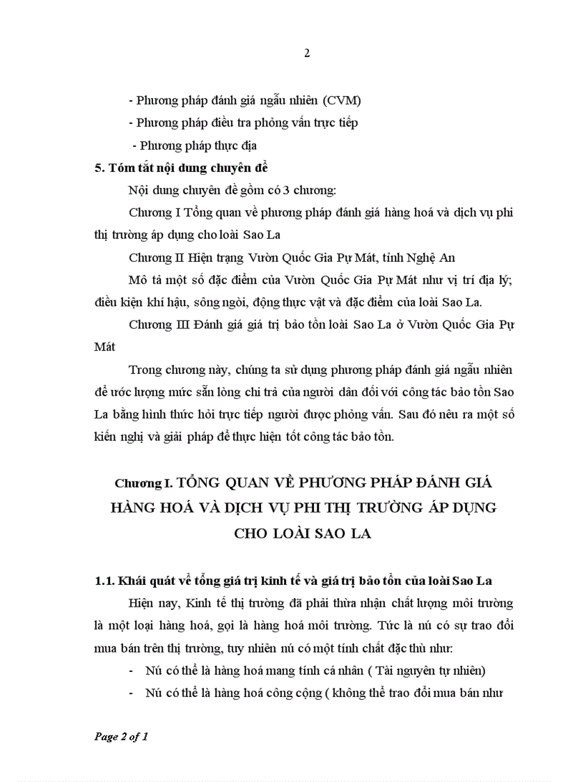 image for page Sử dụng phương pháp đánh giá ngẫu nhiên (CVM) để đánh giá giá trị bảo tồn loài Sao La ở Vườn Quốc Gia Pù Mát, tỉnh Nghệ An
