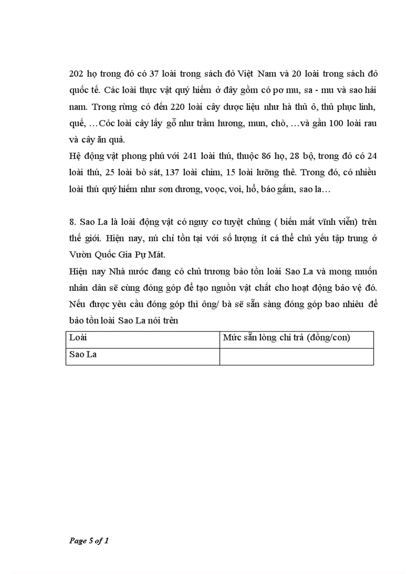 image for page Sử dụng phương pháp đánh giá ngẫu nhiên (CVM) để đánh giá giá trị bảo tồn loài Sao La ở Vườn Quốc Gia Pù Mát, tỉnh Nghệ An