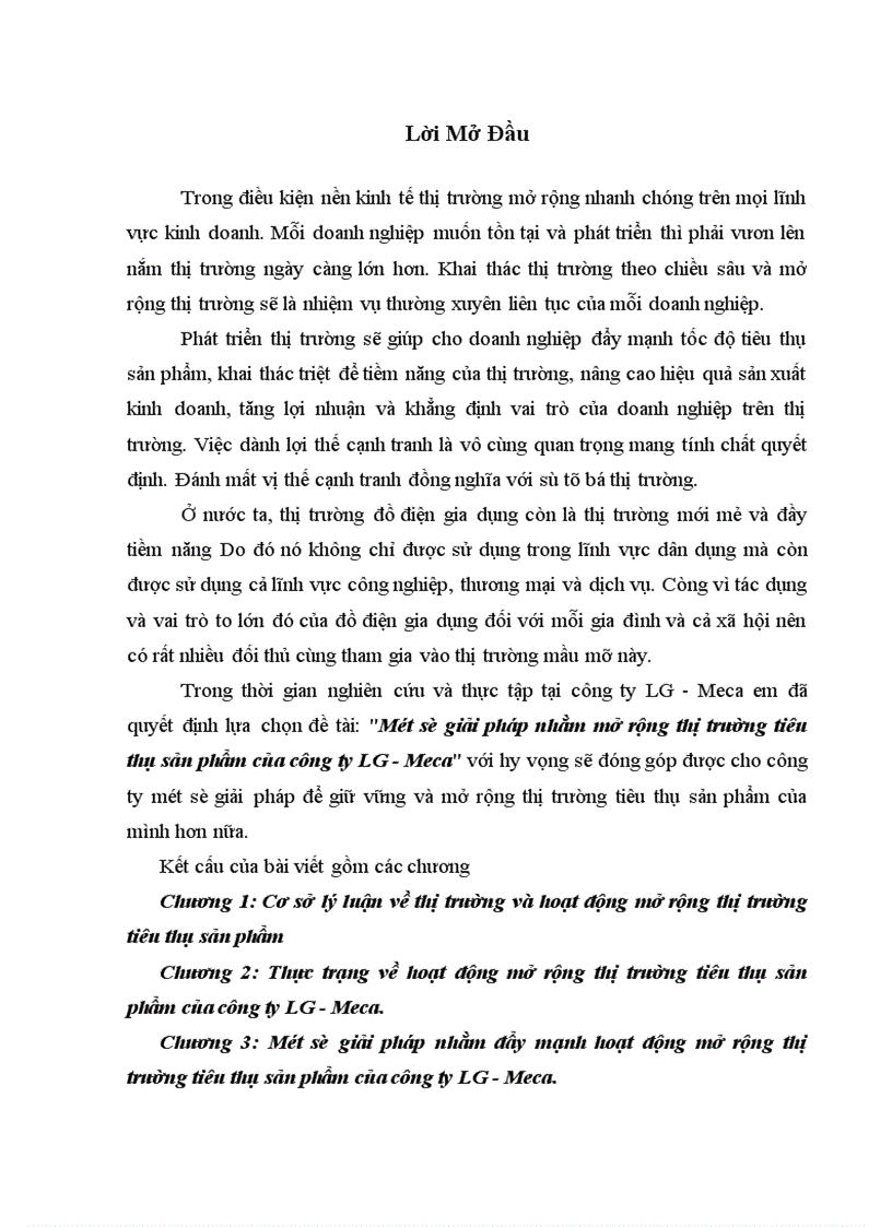 image for page Một số giải pháp nhằm mở rộng thị trường tiêu thụ sản phẩm của công ty LG - Meca