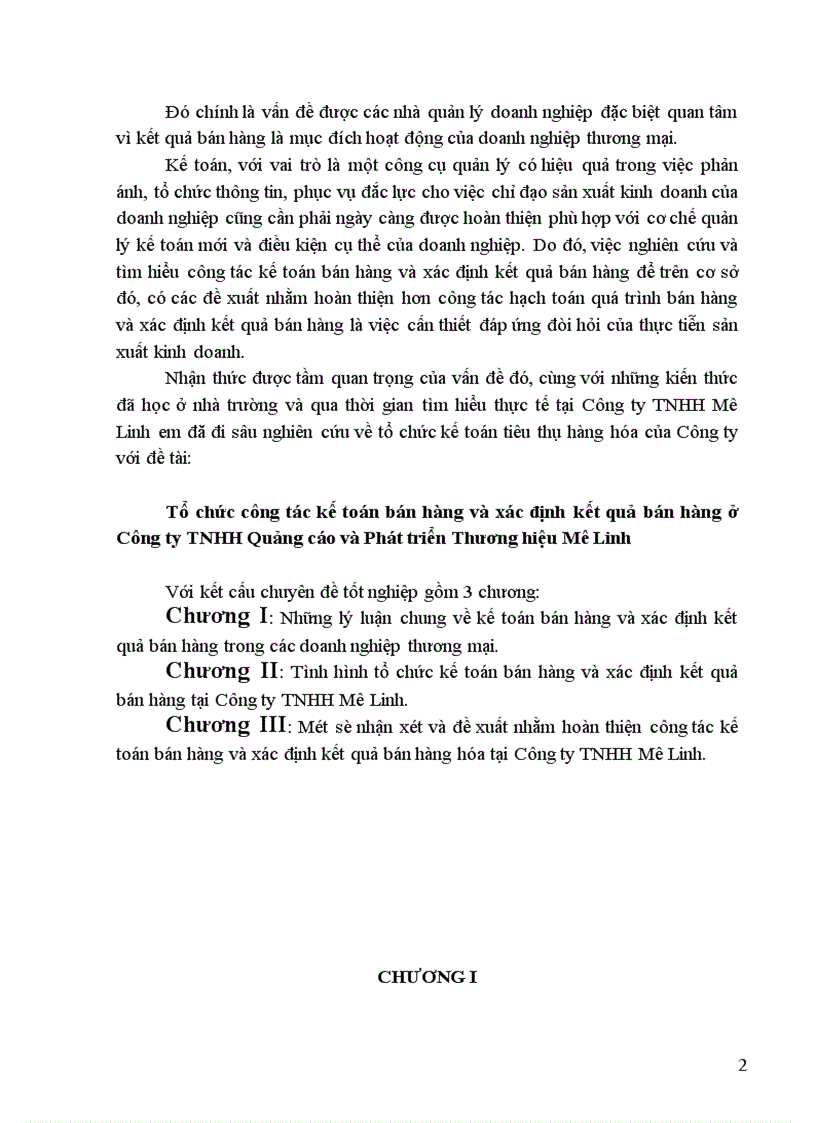 Tổ chức công tác kế toán bán hàng và xác định kết quả bán hàng ở Công ty TNHH Quảng cáo và Phát triển Thương hiệu Mê Linh