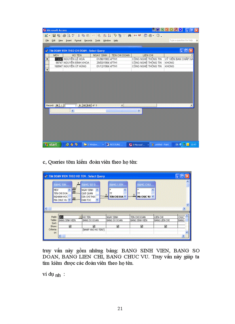 image for page Chương trình ứng dụng bằng ngôn ngữ Microsoft Access vào “ quản lý đoàn viên“