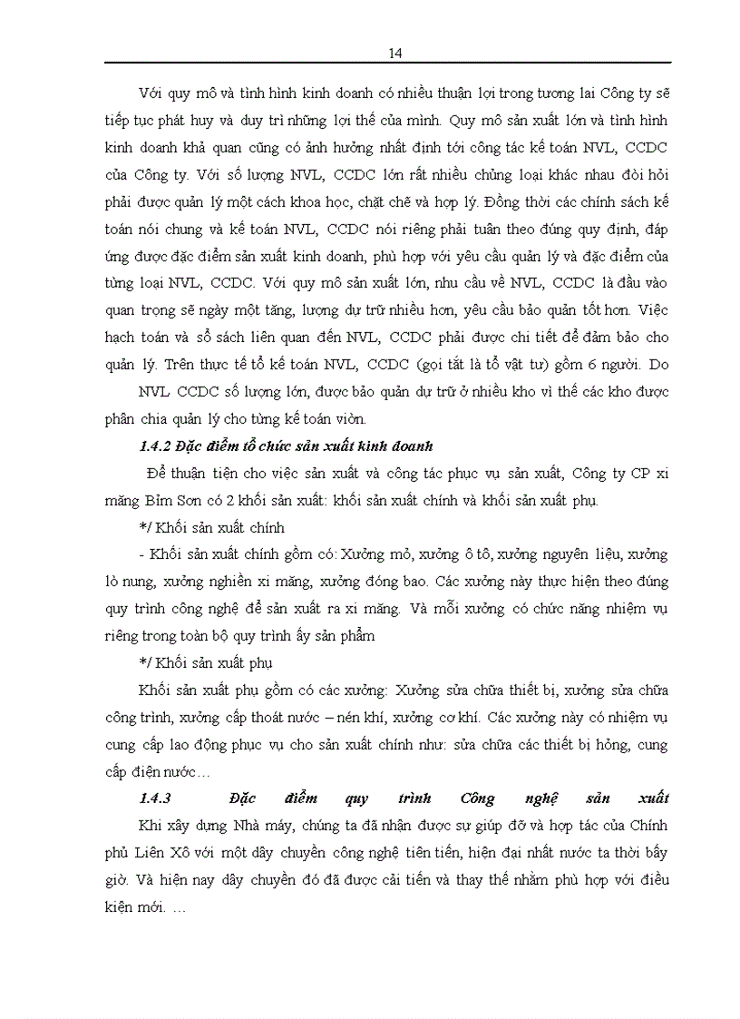 image for page Hoàn thiện kế toán nguyên vật liệu, công cụ dụng cụ tại Công ty Cổ phần Xi măng Bỉm Sơn