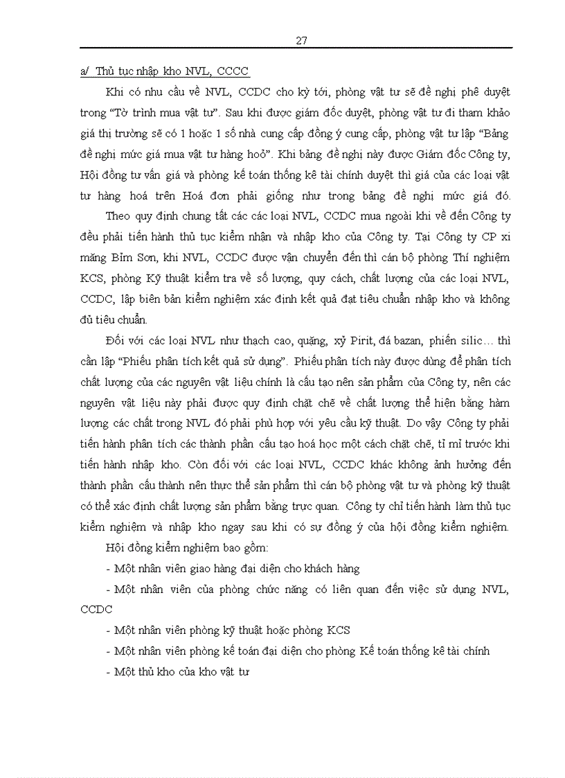 image for page Hoàn thiện kế toán nguyên vật liệu, công cụ dụng cụ tại Công ty Cổ phần Xi măng Bỉm Sơn