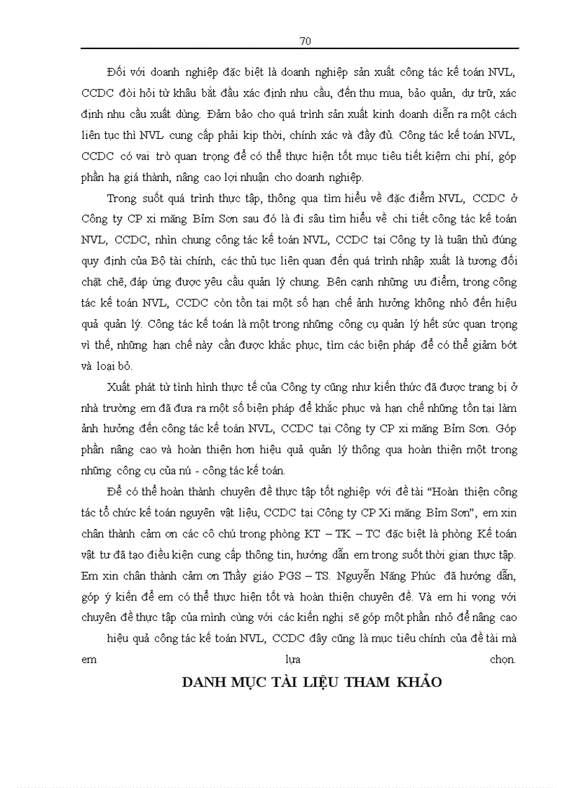 image for page Hoàn thiện kế toán nguyên vật liệu, công cụ dụng cụ tại Công ty Cổ phần Xi măng Bỉm Sơn