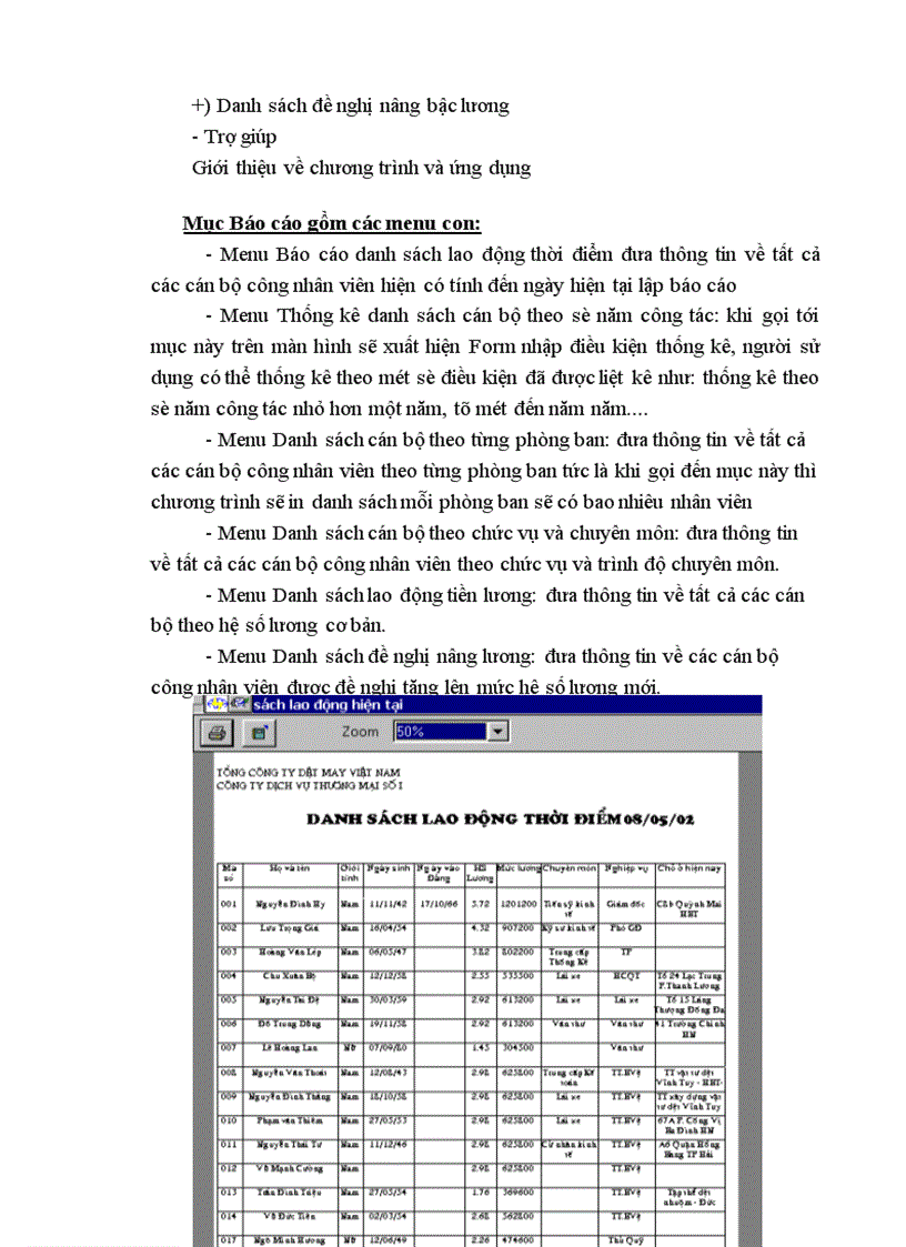 image for page Phân tích thiết kế hệ thống quản lý hồ sơ cán bộ công ty Dịch vụ Thương mại số 1- Tổng công ty Dệt may Việt nam