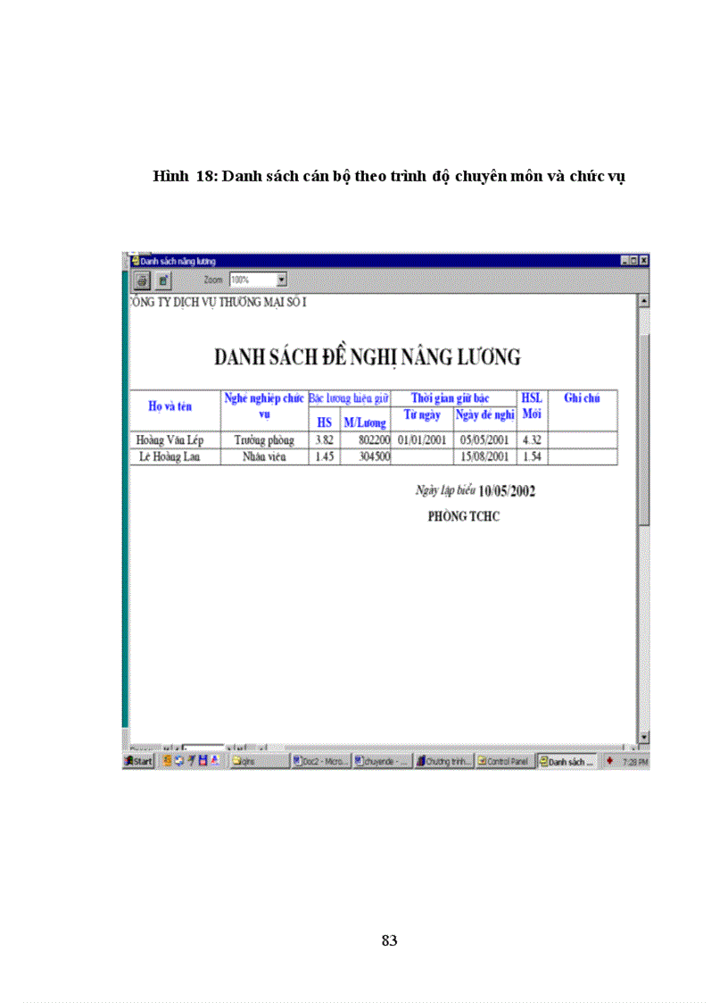 image for page Phân tích thiết kế hệ thống quản lý hồ sơ cán bộ công ty Dịch vụ Thương mại số 1- Tổng công ty Dệt may Việt nam