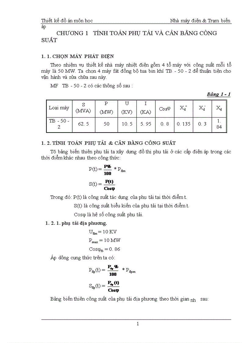 image for page Thiết kế môn học Nhà máy điện & Trạm biến áp
