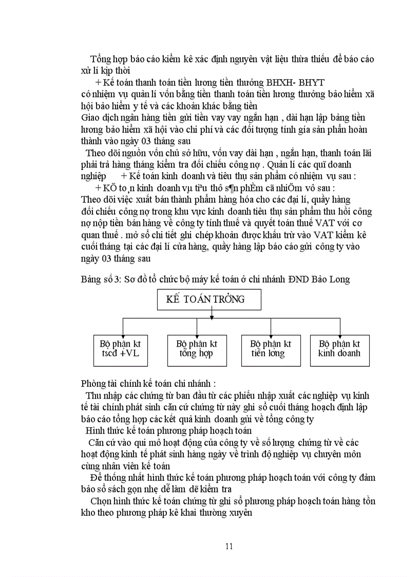 Tình hình thực tế của công tác kế toán tập hợp chi phí sx tính giá thành và quản trị doanh nghiệp ở chi nhánh ĐND Bảo Long