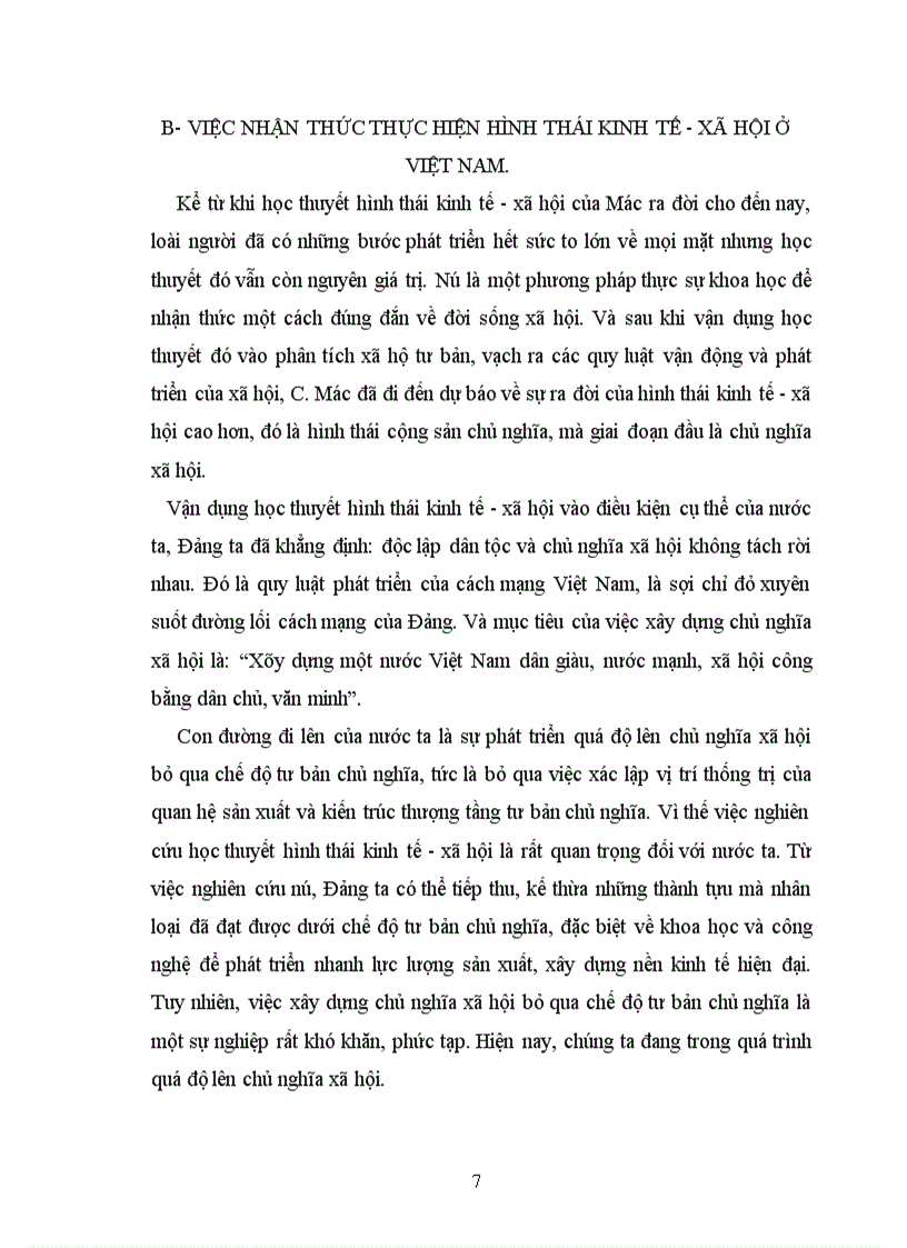 Học thuyết hình thái kinh tế - xã hội và việc nhận thức thực hiện nó ở việt nam.