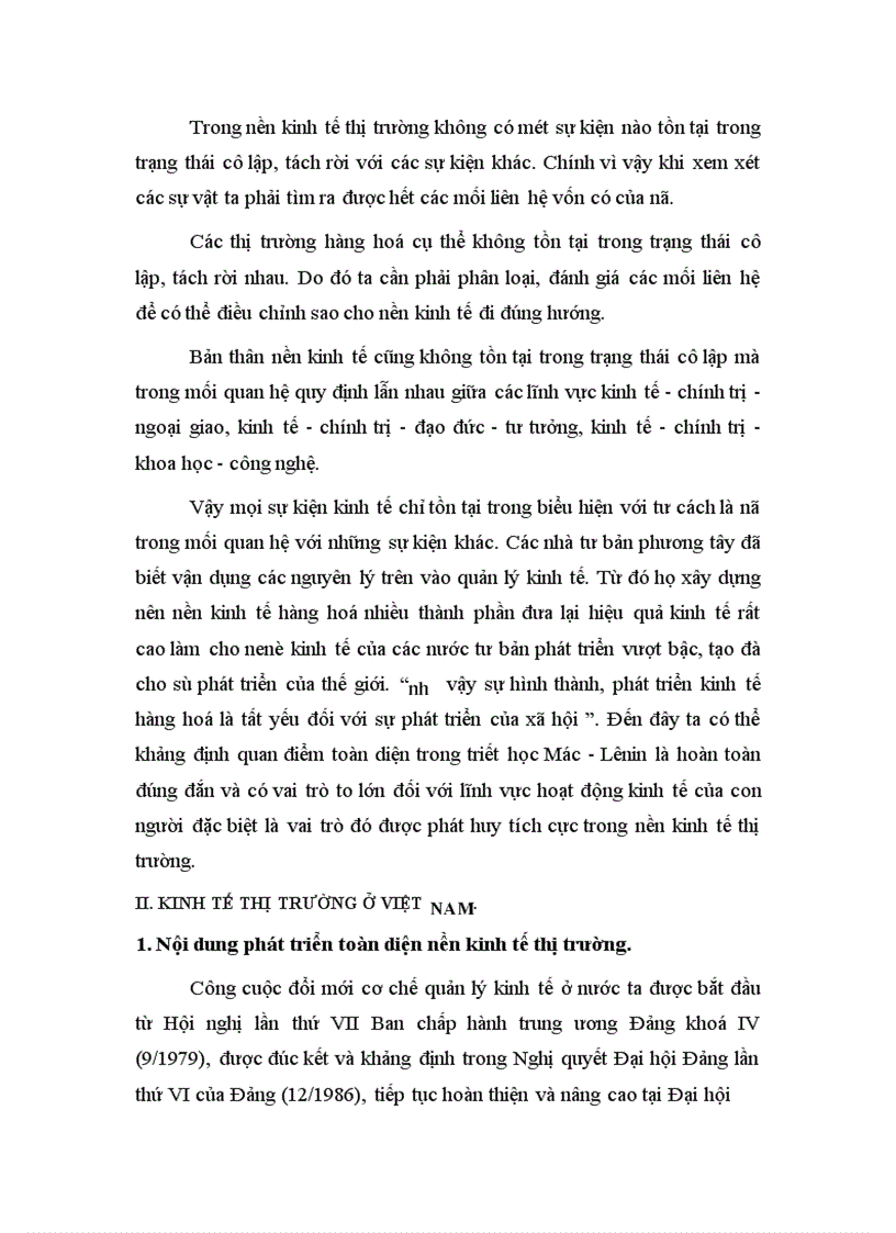 image for page Vận dụng quan điểm toàn diện của triết học Mác- Lênin để phân tích xây dựng nền kinh tế thị trường ở Việt Nam
