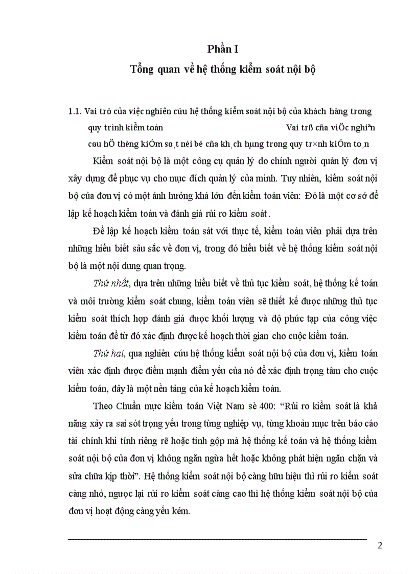 Nghiên cứu hệ thống kiểm soát nội bộ và đánh giá rủi ro kiểm soát trong kiểm toán báo cáo tài chính