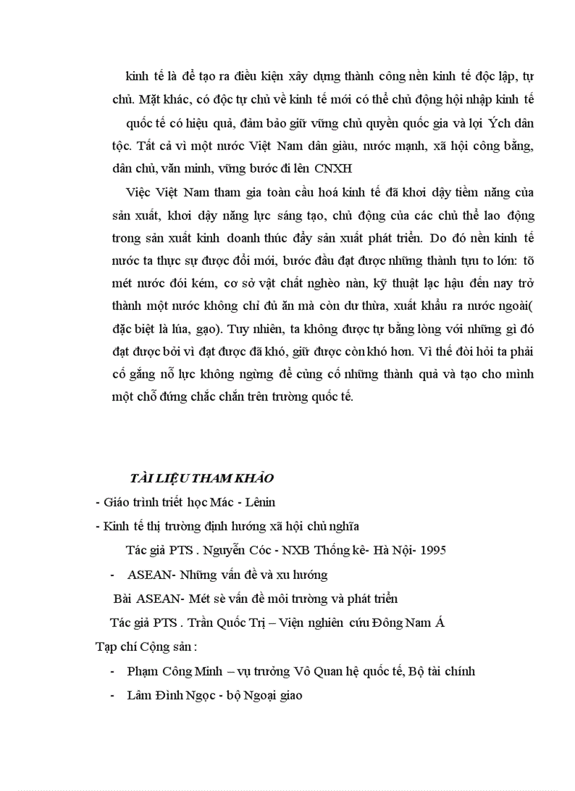 image for page Vận dụng nguyên lý triết học để phân tích, làm rõ thực trạng của nền kinh tế Việt Nam trước xu thế toàn cầu hoá