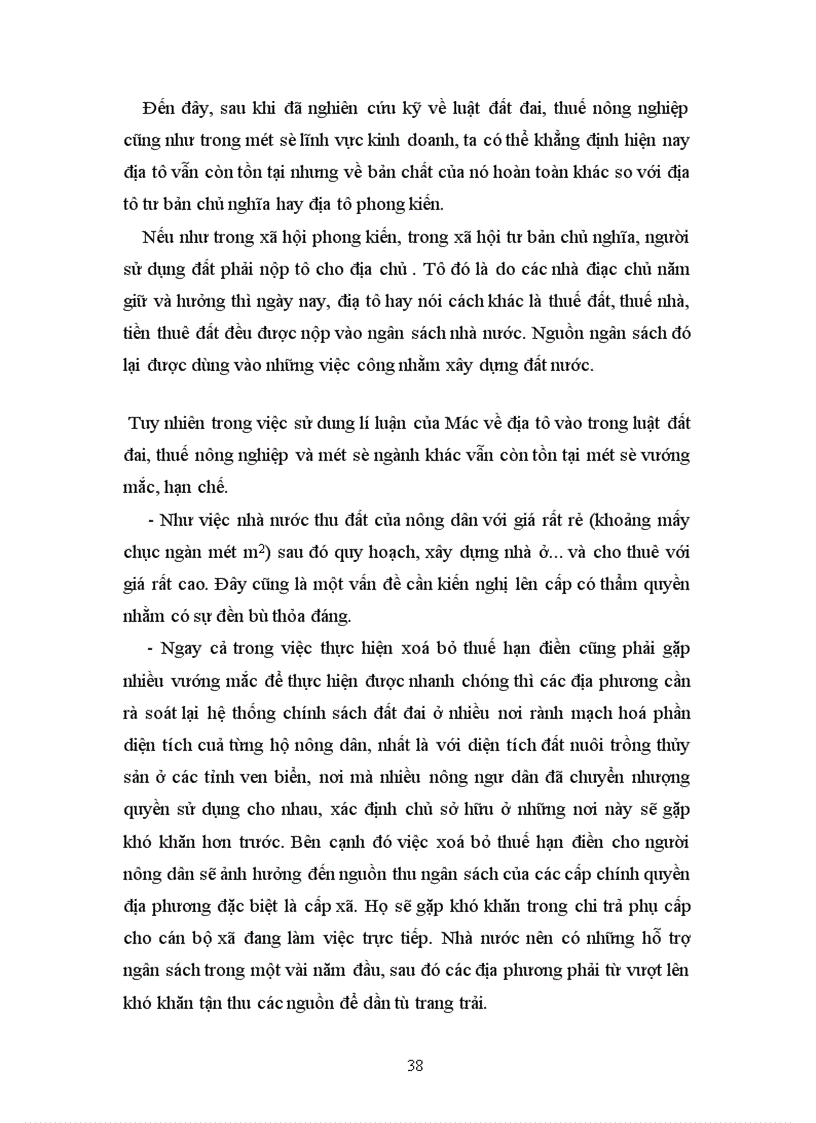 image for page Lý luận về địa tô của CácMac và sự vận dụng vào chính sách đất đai ở Việt Nam hiện nay