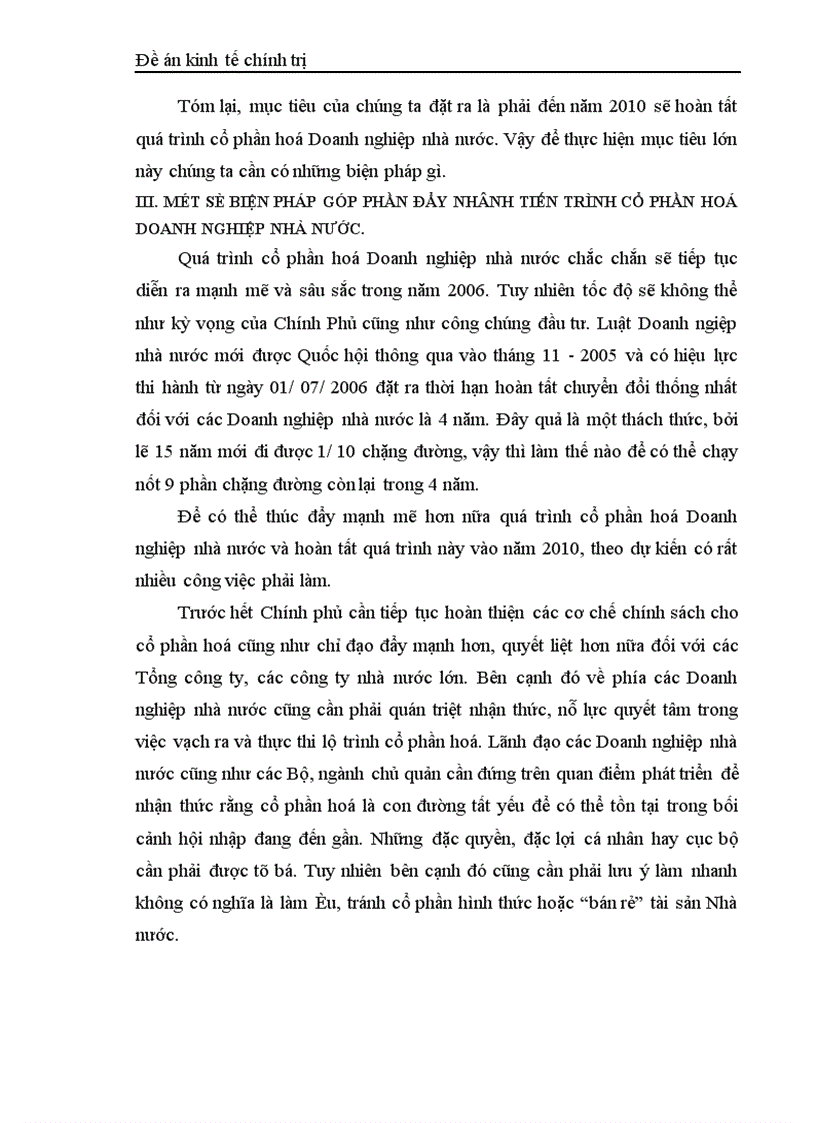 image for page Một số biện pháp nhằm tiếp tục đẩy mạnh quá trình cổ phần hoá trong một bộ phận Doanh nghiệp nhà nước ở nước ta trong giai đoạn hiện nay