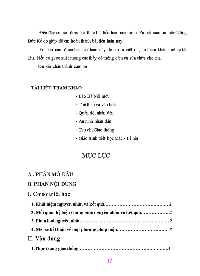 image for page Tiểu luận triết học và vận dụng thực trạng an toàn giao thông hiện nay