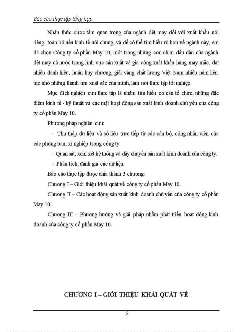 image for page Cơ cấu tổ chức, những đặc điểm kinh tế - kỹ thuật và các mặt hoạt động sản xuất kinh doanh chủ yếu của công ty cổ phần May 10.