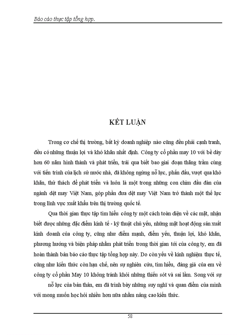 image for page Cơ cấu tổ chức, những đặc điểm kinh tế - kỹ thuật và các mặt hoạt động sản xuất kinh doanh chủ yếu của công ty cổ phần May 10.