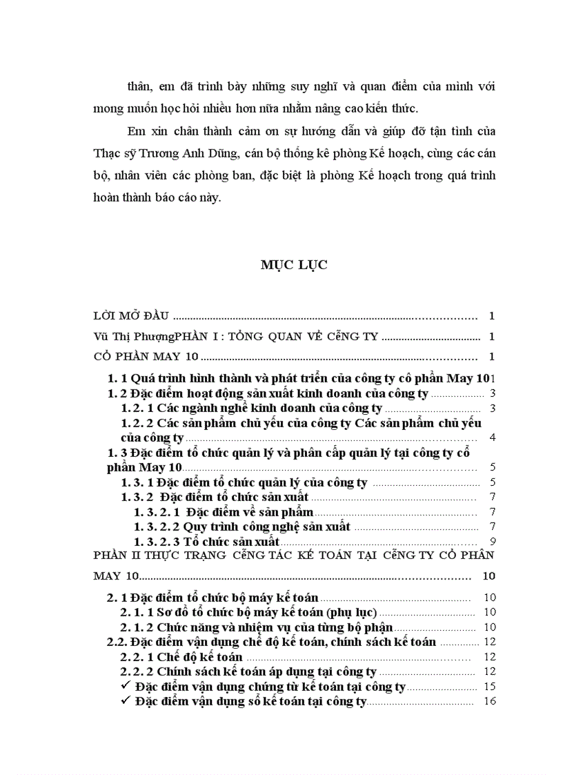image for page Đánh giá khái quát về công tác kế toán tại Công ty cổ phần may 10